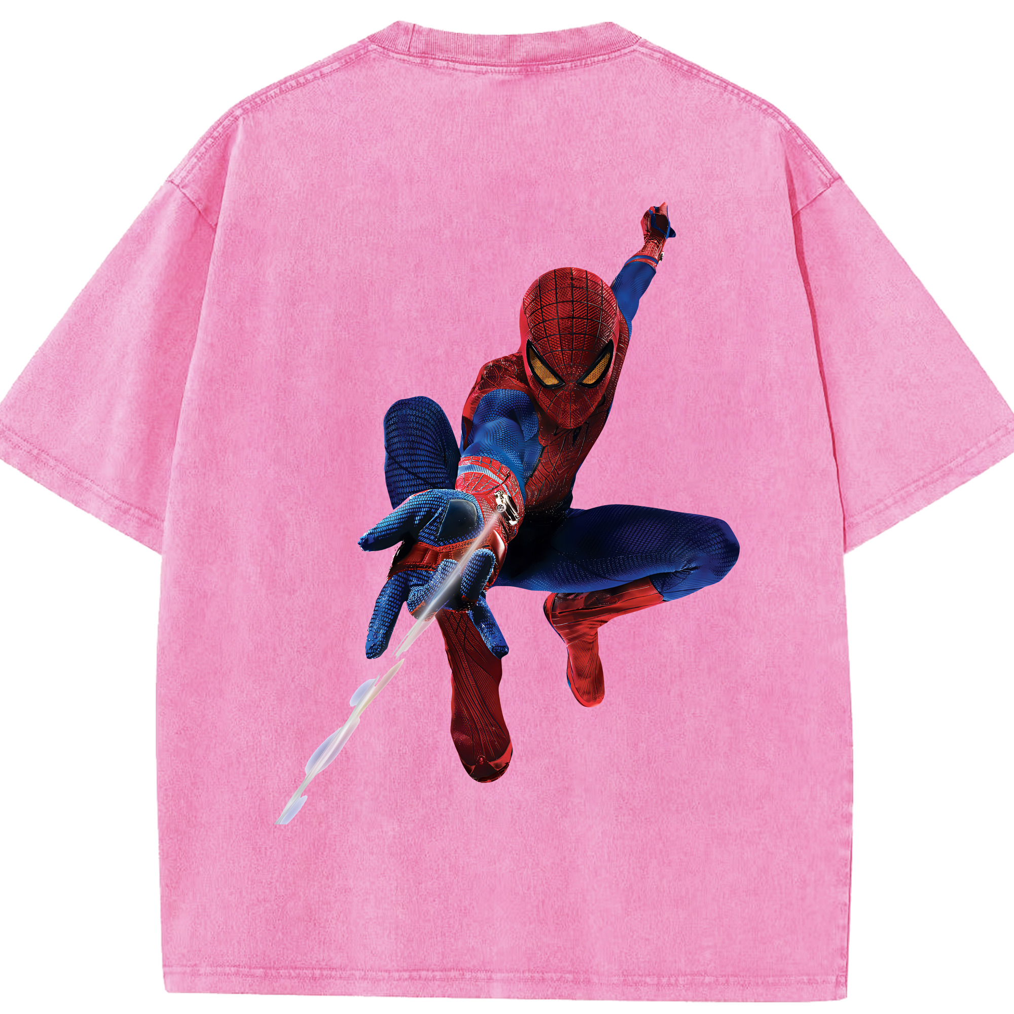 （画像用） Spider Man スパイダーマン 綿100% ヴィンテージ風 半袖Tシャツ（背面プリント）